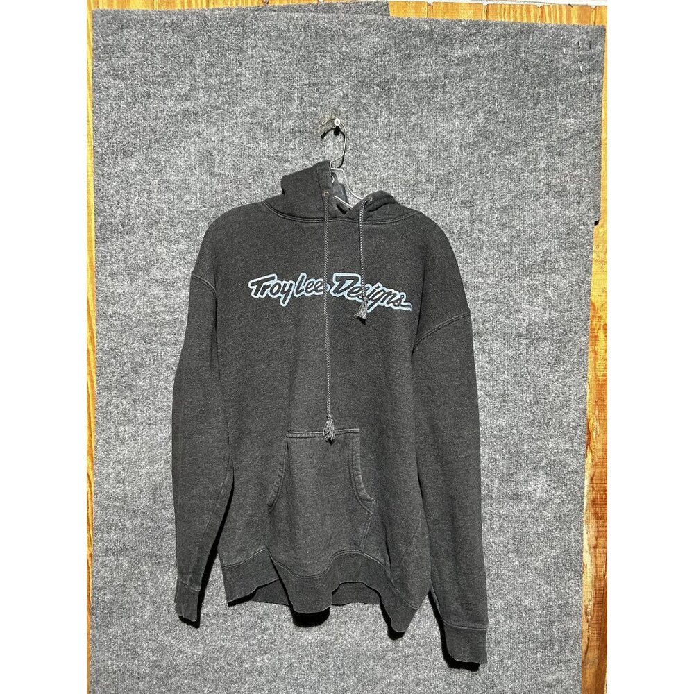 Troy Lee Designs Hoodie Mens Large Gray Pullover Fleece Moto Racing Logo Graphic